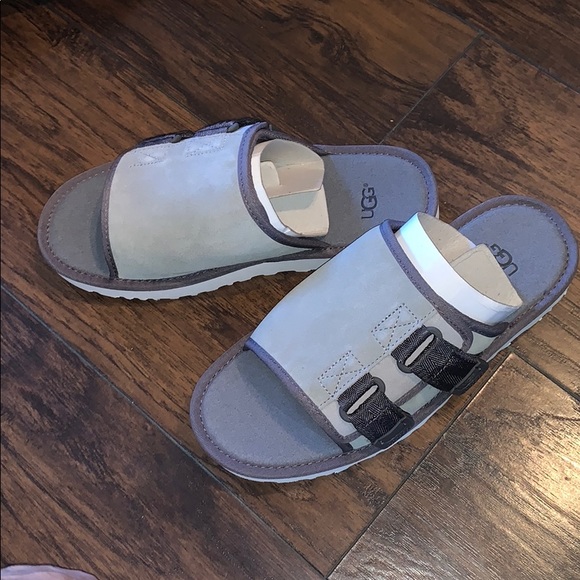 UGG Shoes | Ugg Mens Suede Fall Wool Lined Gray Slides Size 8 | Poshmark